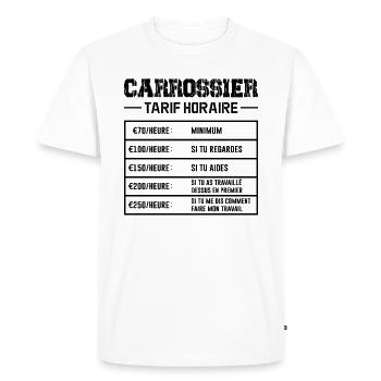 Le Tarif Horaire D'un Carrossier - T-shirt Premium bio Homme - blanc - Devant - Nico (187cm)