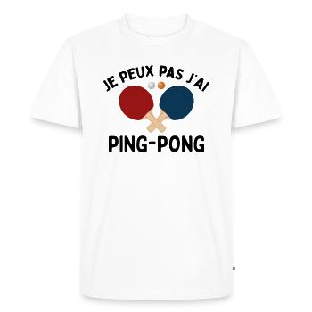 Je Peux Pas J'ai Ping Pong - T-shirt Premium bio Homme - blanc - Devant - Nico (187cm)