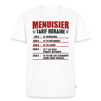 Le Tarif Horaire D'un Menuisier - T-shirt Premium bio Homme - blanc - Devant - Nico (187cm)