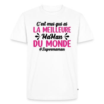 C'est Moi Qui Ai La Meilleure Maman Du Monde - T-shirt Premium bio Homme - blanc - Devant - Nico (187cm)