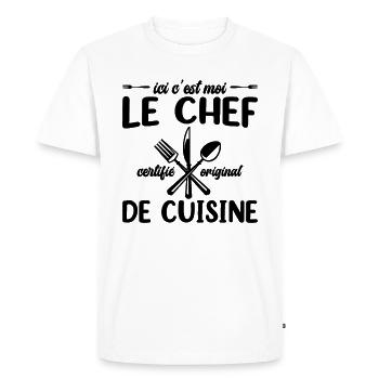 Ici C'est Moi Le Chef Cuisine Restaurant Cuisinier - T-shirt Premium bio Homme - blanc - Devant - Nico (187cm)