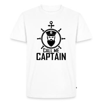 Appelez-moi Capitaine Bateau Voilier Mer Cadeau - T-shirt Premium bio Homme - blanc - Devant - Nico (187cm)