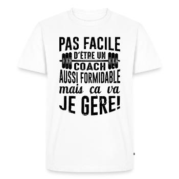 Sport Coach Idée Cadeau Anniversaire Motivation - T-shirt Premium bio Homme - blanc - Devant - Nico (187cm)