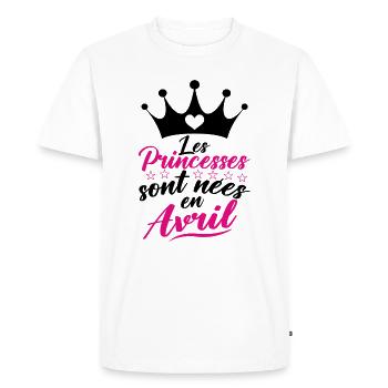 Les Princesses Sont Nées En Avril - T-shirt Premium bio Homme - blanc - Devant - Nico (187cm)