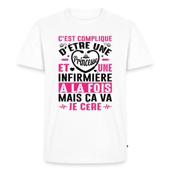 Infirmière Princesse Cadeau Anniversaire Médecine - T-shirt Premium bio Homme - blanc - Devant - Nico (187cm)