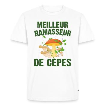 Meilleur Ramasseur De Cèpes Champignon Cadeau Cèpe - T-shirt Premium bio Homme - blanc - Devant - Nico (187cm)