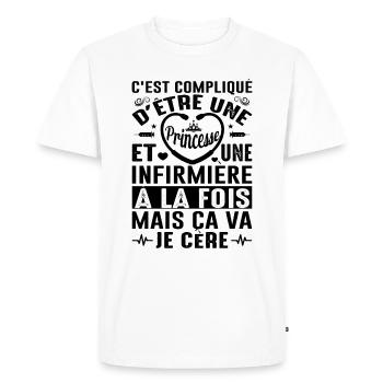 Infirmière Princesse Cadeau Anniversaire Médecine - T-shirt Premium bio Homme - blanc - Devant - Nico (187cm)