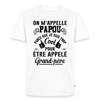 On M'appelle Papou Fête Des Pères Anniversaire Dad - T-shirt Premium bio Homme - blanc - Devant - Nico (187cm)
