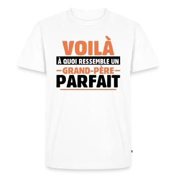 Grand-père Parfait Cadeau Fête Des Pères Papy Papi - T-shirt Premium bio Homme - blanc - Devant - Nico (187cm)