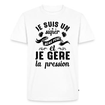 Super Beau-père Papa Idée Cadeau Fête Des Pères - T-shirt Premium bio Homme - blanc - Devant - Nico (187cm)