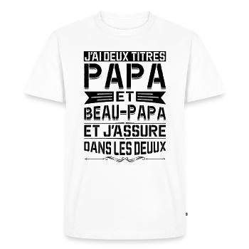 Papa Et Beau-papa Fête Des Pères Anniversaire Cool - T-shirt Premium bio Homme - blanc - Devant - Nico (187cm)