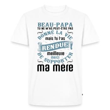 Beau-père Beau Papa Beaupère Beau-papa Amour Bonus - T-shirt Premium bio Homme - blanc - Devant - Nico (187cm)