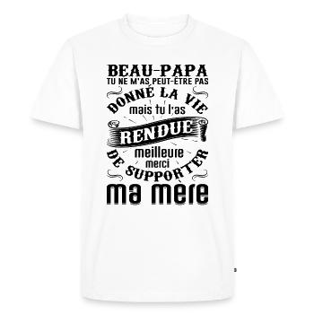 Beau-père Beau Papa Beaupère Beau-papa Amour Bonus - T-shirt Premium bio Homme - blanc - Devant - Nico (187cm)