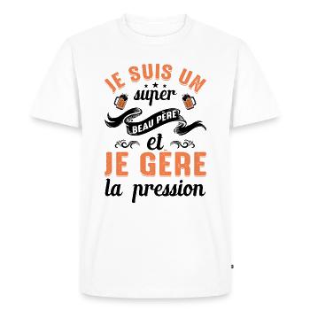 Super Beau-père Papa Idée Cadeau Fête Des Pères - T-shirt Premium bio Homme - blanc - Devant - Nico (187cm)