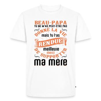 Beau-père Beau Papa Beaupère Beau-papa Amour Bonus - T-shirt Premium bio Homme - blanc - Devant - Nico (187cm)