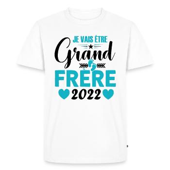 Grand-frère 2022 Idée Cadeau De Grossesse Big Bro - T-shirt Premium bio Homme - blanc - Devant - Nico (187cm)