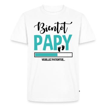 Bientôt Papy Idée Cadeau Citation Grossesse Papi - T-shirt Premium bio Homme - blanc - Devant - Nico (187cm)