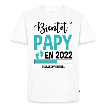 Bientôt Papy En 2022 Idée Cadeau Annonce Grossesse - T-shirt Premium bio Homme - blanc - Devant - Nico (187cm)