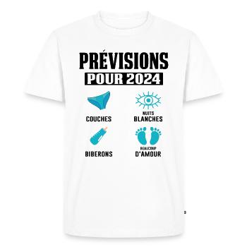 Prévisions Pour 2024 Maman Enceinte Idée Cadeau - T-shirt Premium bio Homme - blanc - Devant - Nico (187cm)