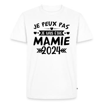 Mamie 2024 Cadeau Enceinte Maman Anniversaire Cool - T-shirt Premium bio Homme - blanc - Devant - Nico (187cm)