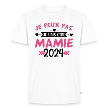Mamie 2024 Cadeau Enceinte Maman Anniversaire Cool - T-shirt Premium bio Homme - blanc - Devant - Nico (187cm)