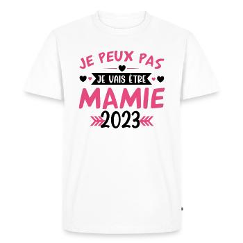 Mamie 2023 Cadeau Enceinte Maman Anniversaire Cool - T-shirt Premium bio Homme - blanc - Devant - Nico (187cm)