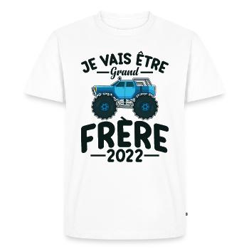 Idée Cadeau Frères Et Sœurs Grossesse Frère 2022 - T-shirt Premium bio Homme - blanc - Devant - Nico (187cm)