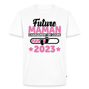 Future Maman 2023 Enceinte Idée Cadeau Amour Coeur - T-shirt Premium bio Homme - blanc - Devant - Nico (187cm)
