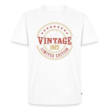 Vintage 1923 Vintage Anniversary Gift Idea 1923 - Men's Premium Organic T-Shirt - white - Front - Nico (187cm)