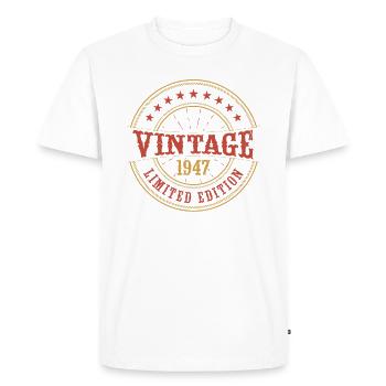 Vintage 1947 Vintage Anniversary Gift Idea 1947 - Men's Premium Organic T-Shirt - white - Front - Nico (187cm)