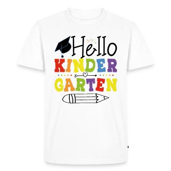 Hello Kindergarten - Men's Premium Organic T-Shirt - white - Front - Nico (187cm)