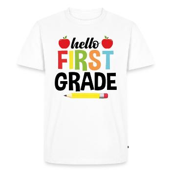 Bonjour Première Année - T-shirt Premium bio Homme - blanc - Devant - Nico (187cm)