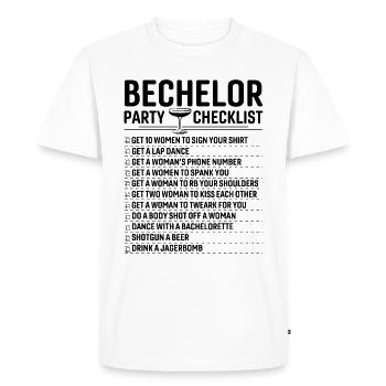 Liste De Contrôle Pour La Fête De Bechlor - T-shirt Premium bio Homme - blanc - Devant - Nico (187cm)