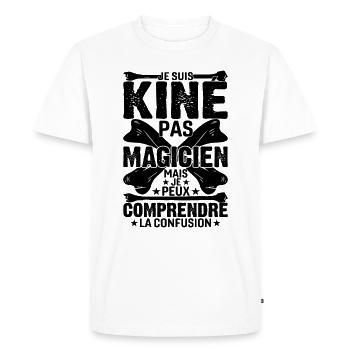 Je Suis Kiné Pas Magicien - T-shirt Premium bio Homme - blanc - Devant - Nico (187cm)