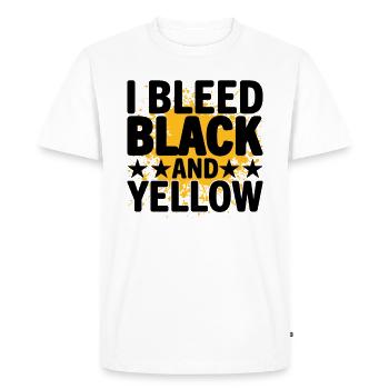 I Bleed Black And Yellow Je Saigne Noir Et Jaune - Men's Premium Organic T-Shirt - white - Front - Nico (187cm)
