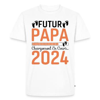 Futur Papa 2024 Père Idée Cadeau Fête Des Pères - T-shirt Premium bio Homme - blanc - Devant - Nico (187cm)