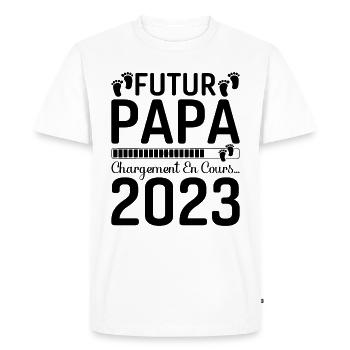 Papa Père Futur Papa 2023 Idée Cadeau Dad - T-shirt Premium bio Homme - blanc - Devant - Nico (187cm)