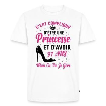 Princesse 91 Ans Idée Cadeau Anniversaire Amour - T-shirt Premium bio Homme - blanc - Devant - Nico (187cm)