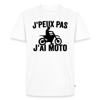Je Peux Pas J'ai Moto Humour Cadeau Anniversaire - T-shirt Premium bio Homme - blanc - Devant - Nico (187cm)