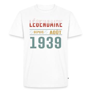 Légendaire Depuis Août 1939 Anniversaire Cadeau - T-shirt Premium bio Homme - blanc - Devant - Nico (187cm)