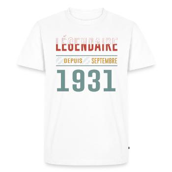 Légendaire Depuis Septembre 1931 Anniversaire - T-shirt Premium bio Homme - blanc - Devant - Nico (187cm)