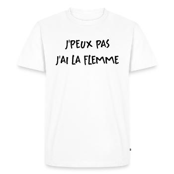 Je Peux Pas J'ai La Flemme - T-shirt Premium bio Homme - blanc - Devant - Nico (187cm)