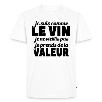 Je Suis Comme Le Vin - T-shirt Premium bio Homme - blanc - Devant - Nico (187cm)
