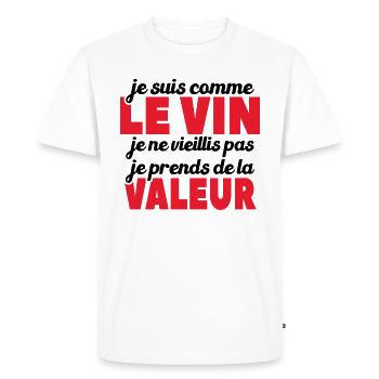 Je Suis Comme Le Vin - T-shirt Premium bio Homme - blanc - Devant - Nico (187cm)
