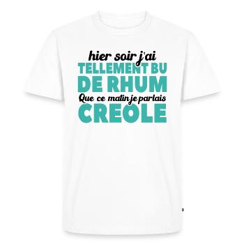 Hier Soir J'ai Tellement Bu De Rhum - T-shirt Premium bio Homme - blanc - Devant - Nico (187cm)