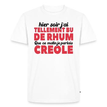 Hier Soir J'ai Tellement Bu De Rhum - T-shirt Premium bio Homme - blanc - Devant - Nico (187cm)