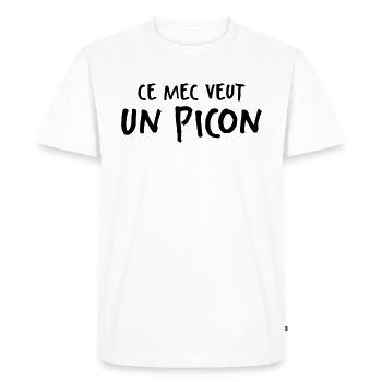 Ce Mec Veut Un Picon - T-shirt Premium bio Homme - blanc - Devant - Nico (187cm)