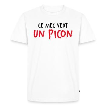 Ce Mec Veut Un Picon - T-shirt Premium bio Homme - blanc - Devant - Nico (187cm)