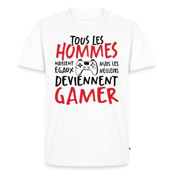 Les Meilleurs Hommes Deviennent Gamer - T-shirt Premium bio Homme - blanc - Devant - Nico (187cm)