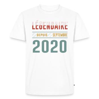 Légendaire Depuis Septembre 2020 Anniversaire - T-shirt Premium bio Homme - blanc - Devant - Nico (187cm)